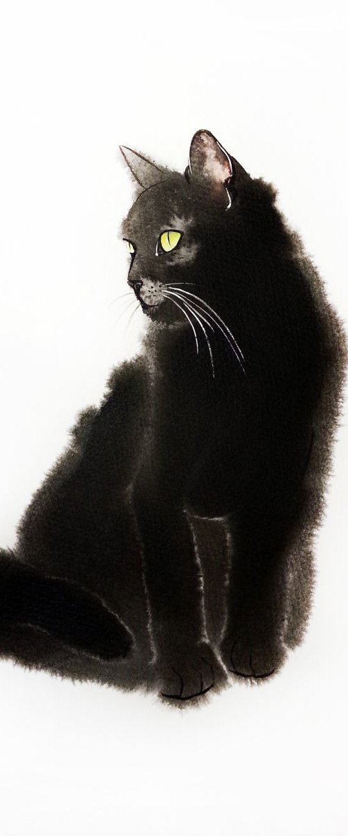 Black Cat by Olga Beliaeva Watercolour