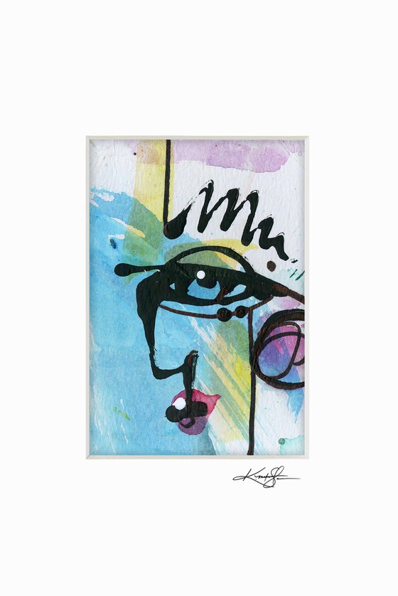 Little Funky Face 33 - Abstract Painting by Kathy Morton Stanion