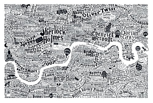 LITERARY LONDON MAP (Large White) by Dex