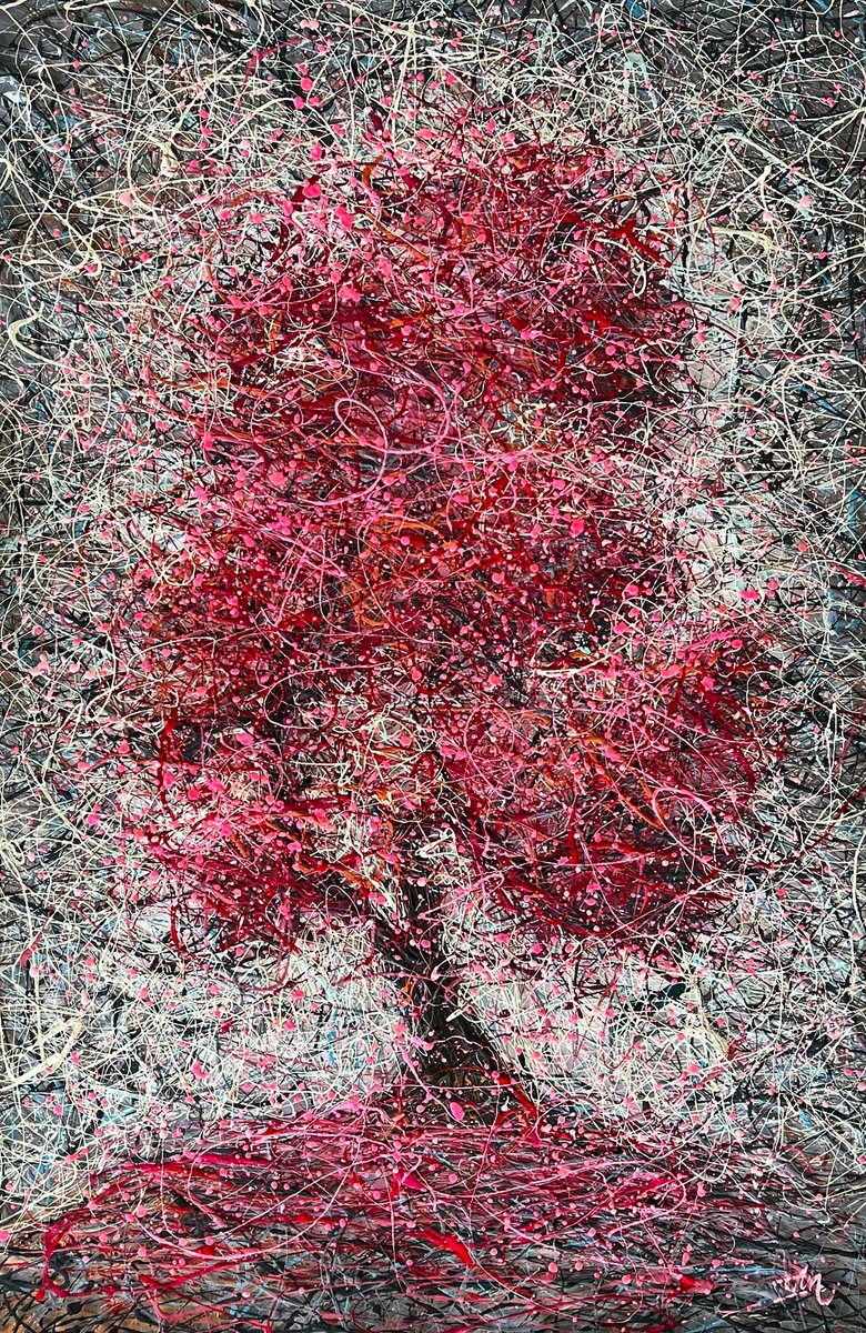 Impressionistic Botanical Acrylic Painting By Nadiia Antoniuk, 39 X 57", Petals Of Life