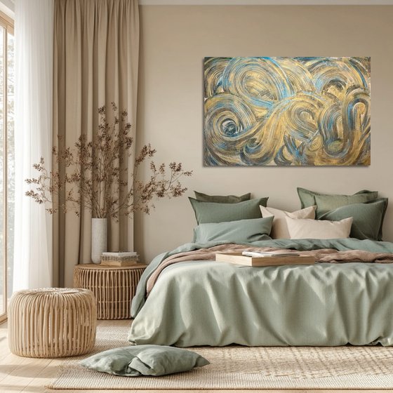 Golden waves 80x120x2 cm