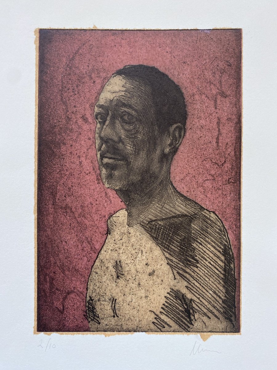 Expressive Portrait Etchings & Engravings By Mario Sanchez, 12 X 16", Father, Original Artwork