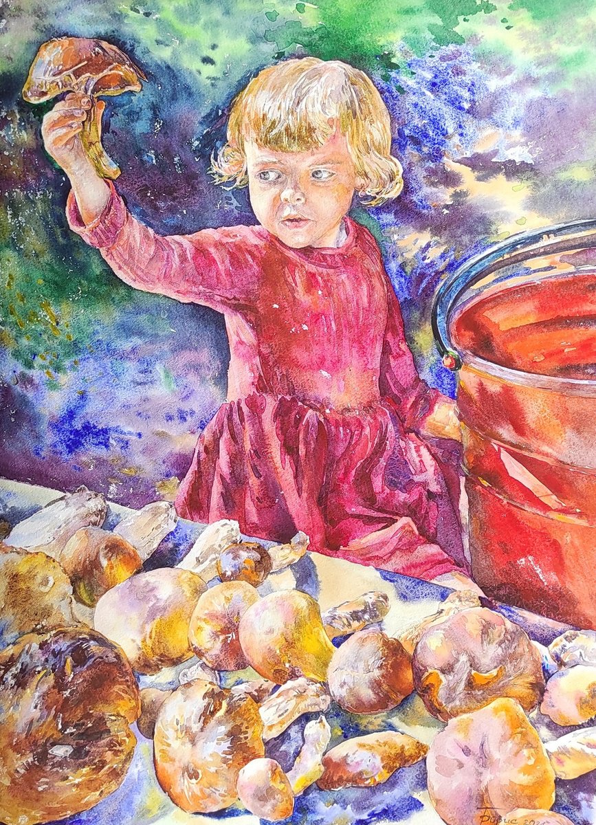 Impressionistic Watercolour , A Girl In A Pink Dress By Tetiana Borys, 16 X 23, Artwork For Sale On Artfinder
