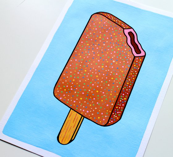 Nobbly Bobbly Ice Lolly - Pop Art Painting On A4 Paper (Unframed)