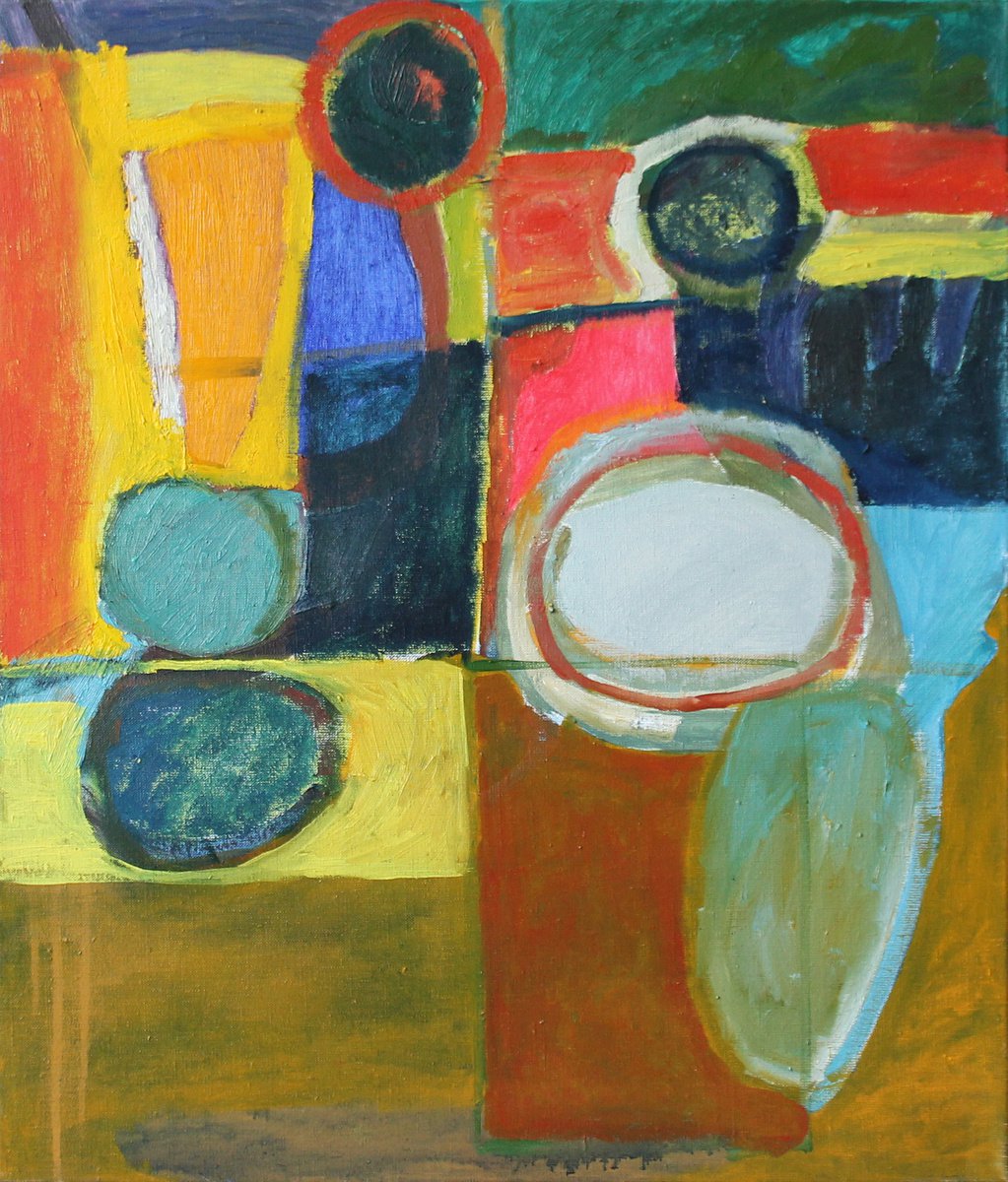 Geometric Oil Painting , Dialogue By Sergiy Dekalyuk, 24 X 28, Artwork For Sale On Artfinder