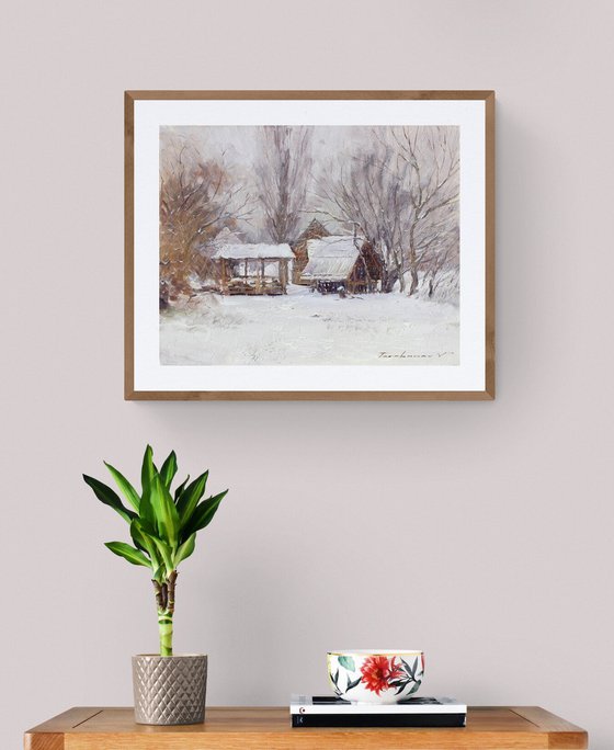 The snow was falling quietly