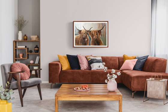 Loving bulls. Romantic art