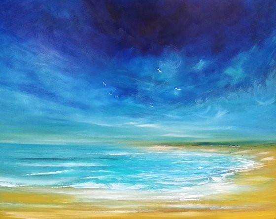 Where Dreams Are Made -  Seascape, Cornwall, Skies, Scotland, Beach, Coast - XL, Modern Art Office Decor Home