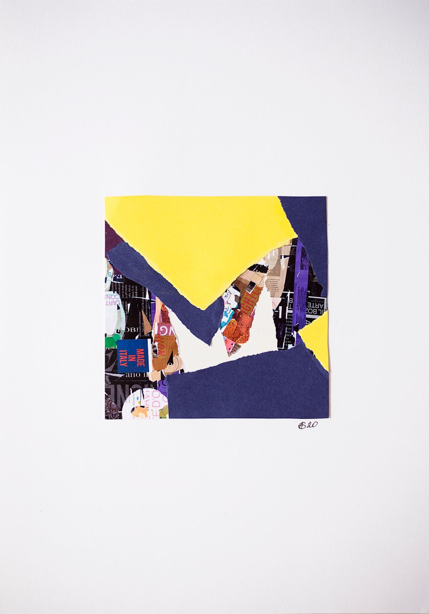 Minimalistic collage. Small artwork. Madrid series. 2. Purple, yellow and white abstract i... by Sasha Romm