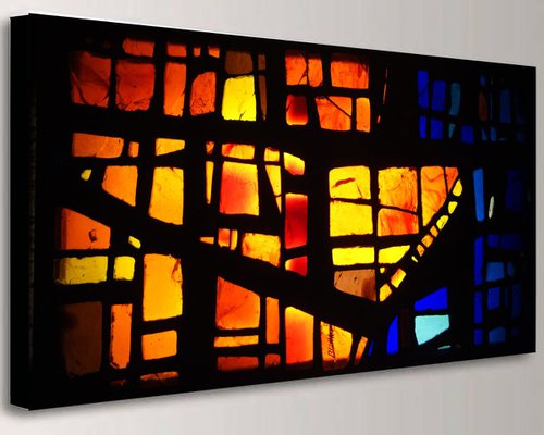Abstract mid century modern art M011 "India" - print on one canvas 50x100x4cm by Kuebler