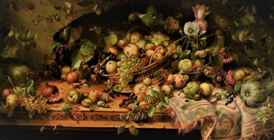 Still life with fruits and vegetables.