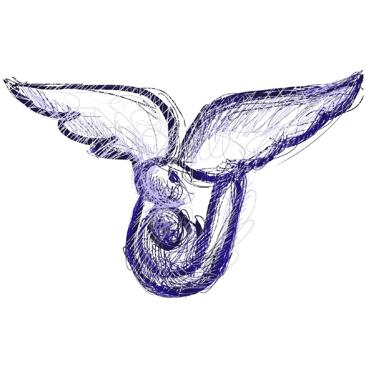 Expressive Abstract Drawing By Shabs Beigh, 18 X 18", In Angels Arms, Original Artwork