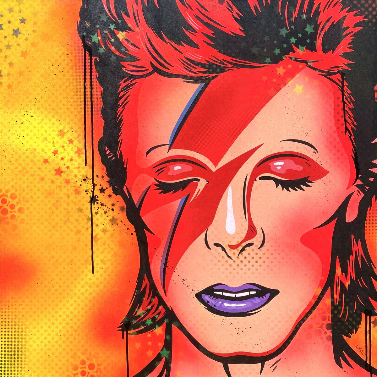 Urban And Pop Acrylic Painting , David Bowie By Jamie Lee, 28 X 28, Artwork For Sale On Artfinder