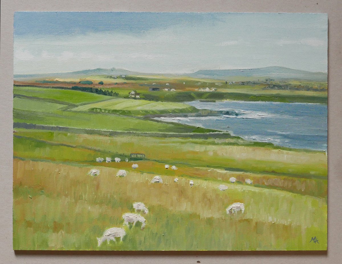 Photorealistic Landscape Oil Painting By Isabel Hutchison, 12 X 9, Caithness Coastline, Original Artwork