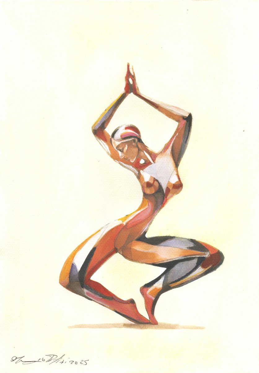 Impressionistic Portrait Drawing By Maurizio Puglisi, 8 X 11", The Priestess Of The Temple Of Light, Original Artwork