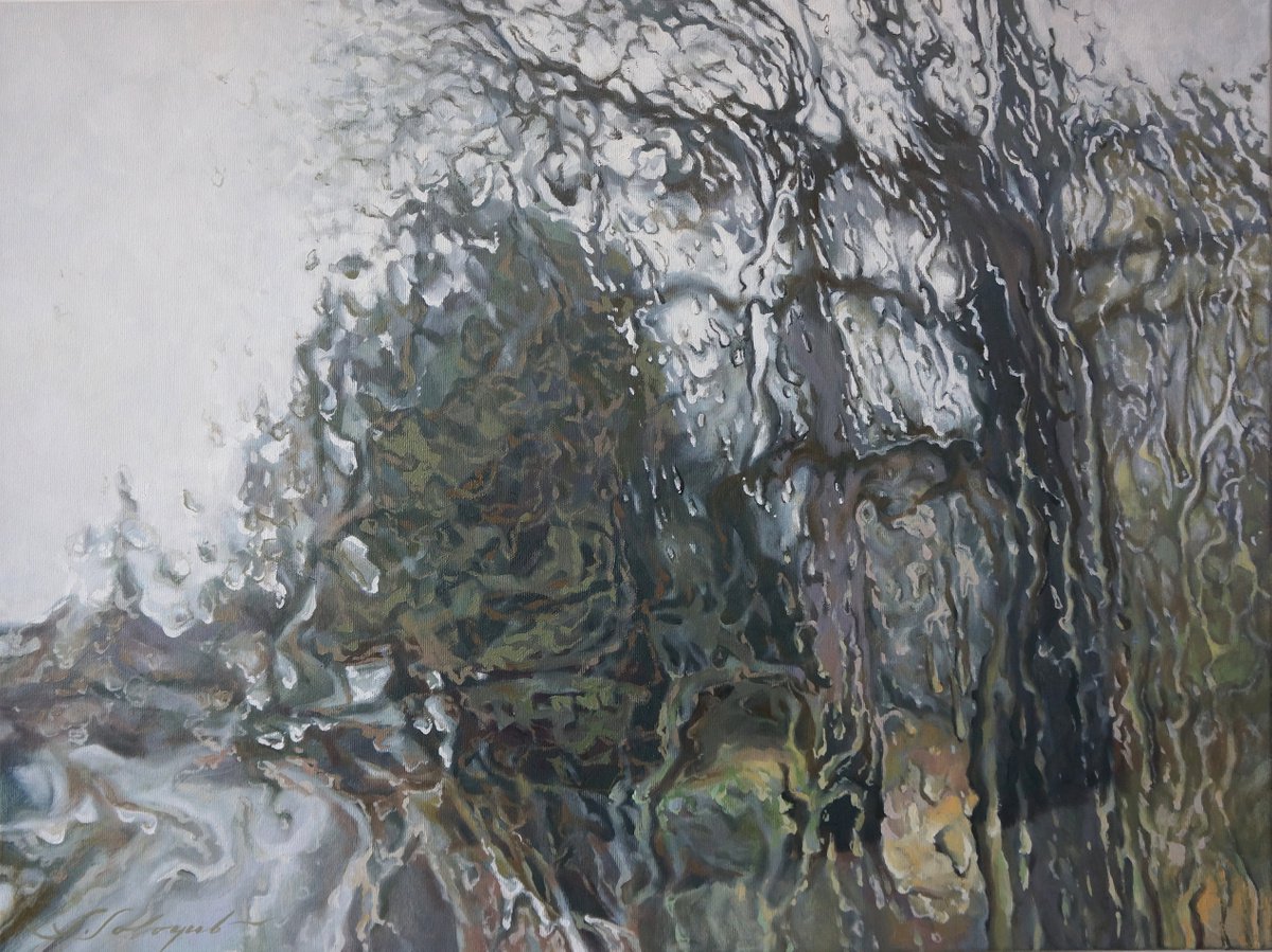Photorealistic Oil Painting , Rain Composition 7 By Sergej Sologub, 31 X 24, Artwork For Sale On Artfinder