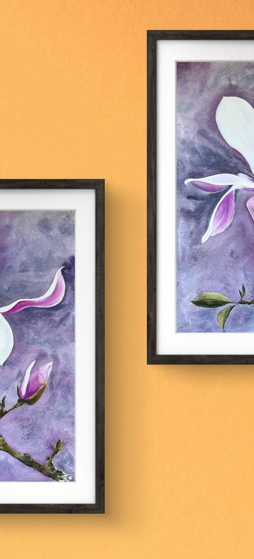 Set of 2 Wild Pink magnolia by Yuliia Sharapova