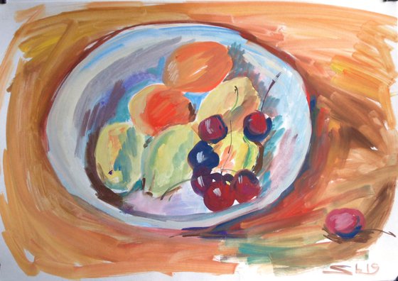 Still life with cherries