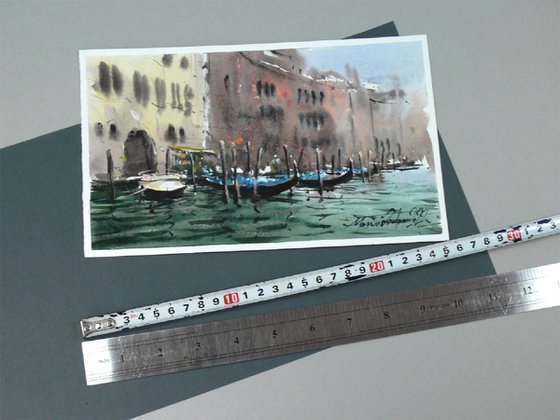Grand Canal Venice, Original colorful watercolour venetian scenery.