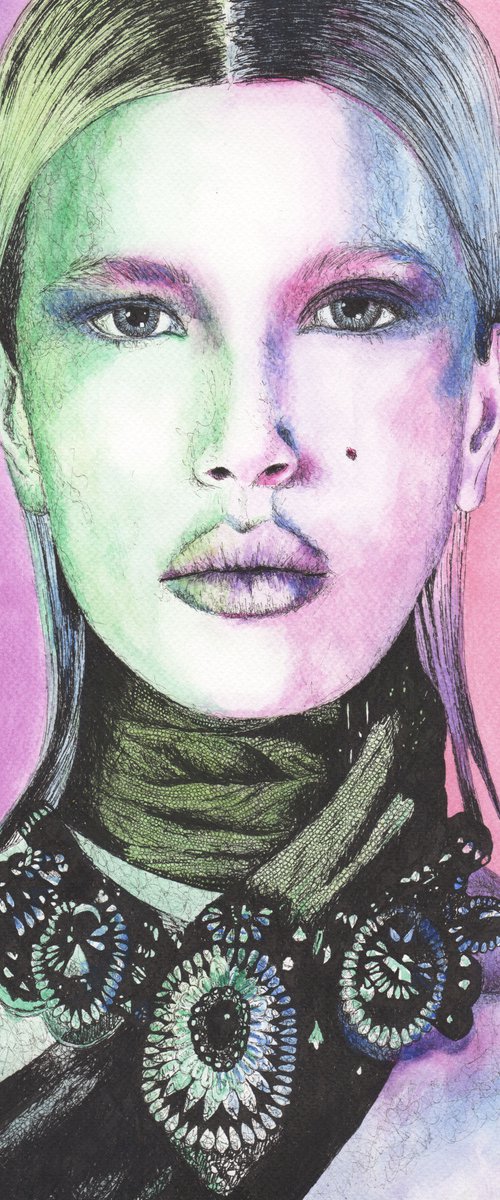 Felicia - watercolor female fashion illustration by Renske Karlien Hercules