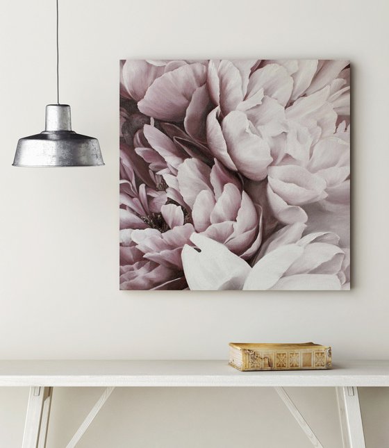 "Peonies bouquet 3" Pink purple peonies art