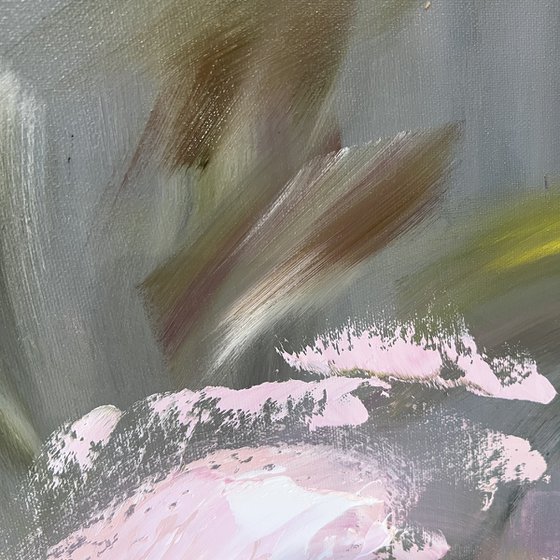 Pink Peony on Grey