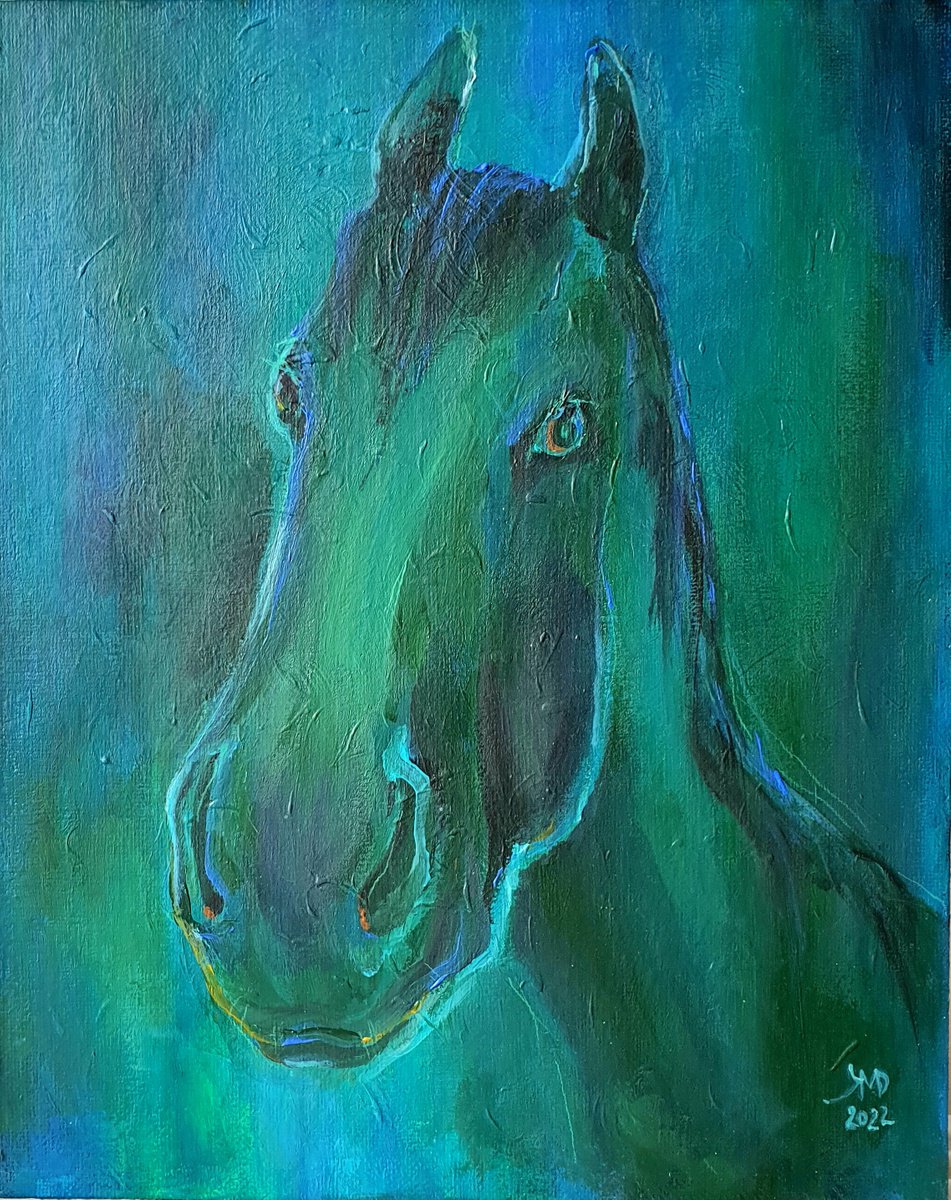 Expressive Animal Acrylic Painting By Ksenia June, 9 X 12", My White Nightmare, Original Artwork