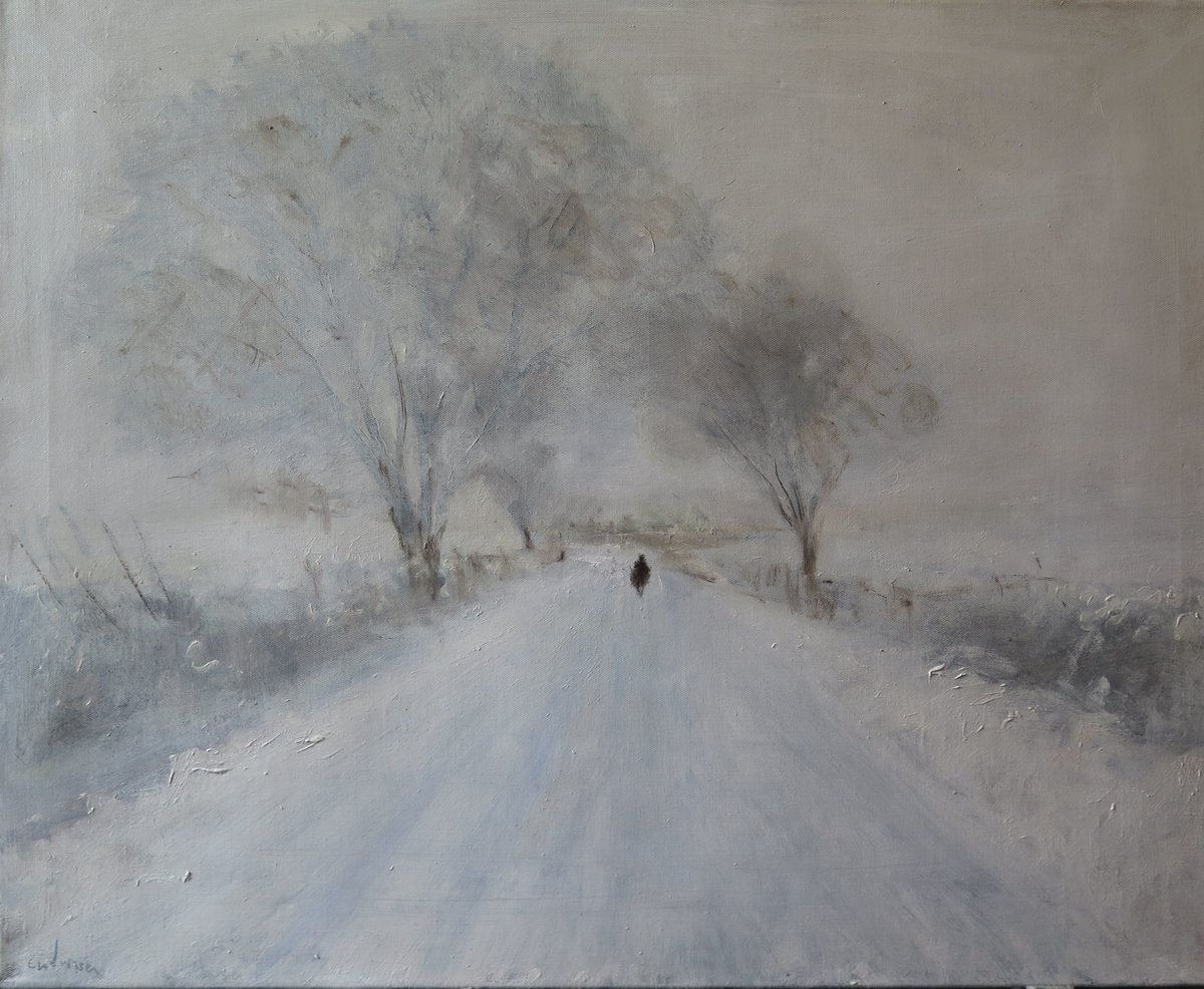 Impressionistic Landscape Oil Painting By Malcolm Ludvigsen, 30 X 24", As Mad As The Mist And Snow, Original Artwork