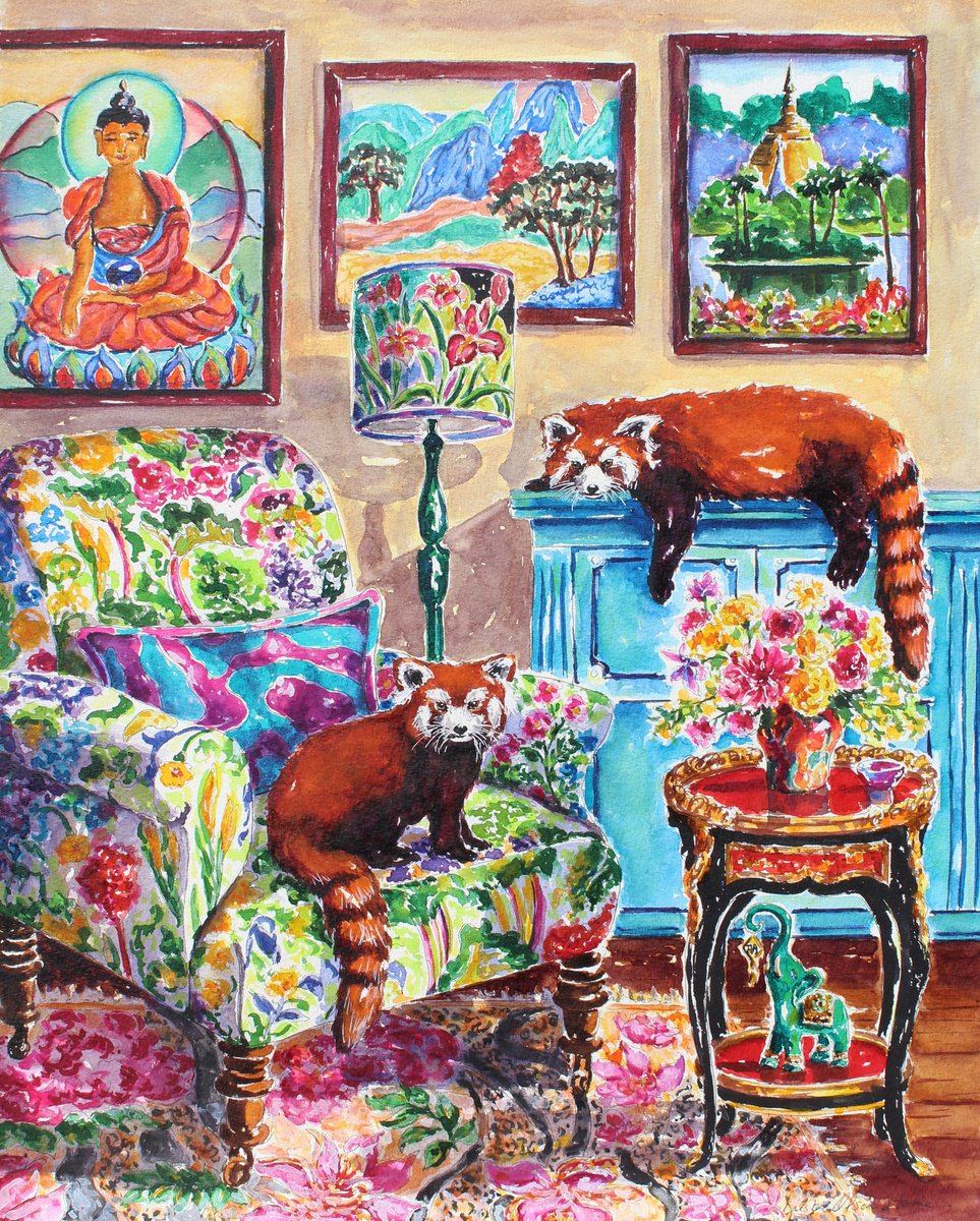 Impressionistic Animal Watercolour By Kristen Olson Stone, 16 X 20", Good Luck Room, Original Artwork