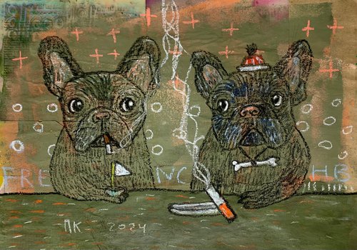 Saint French bulldogs #1 by Pavel Kuragin