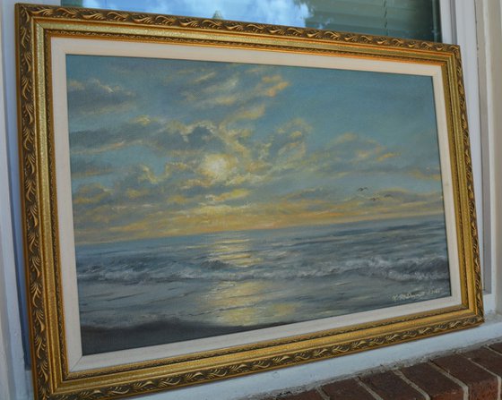 Atlantic Dawn - Golden Mile - acrylic 16X24 framed