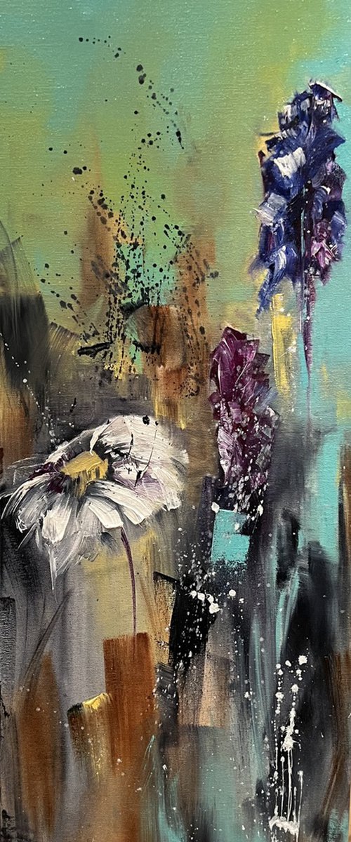WILD FLOWERS 4, Oil on canvas panel by Svetlana Caikovska