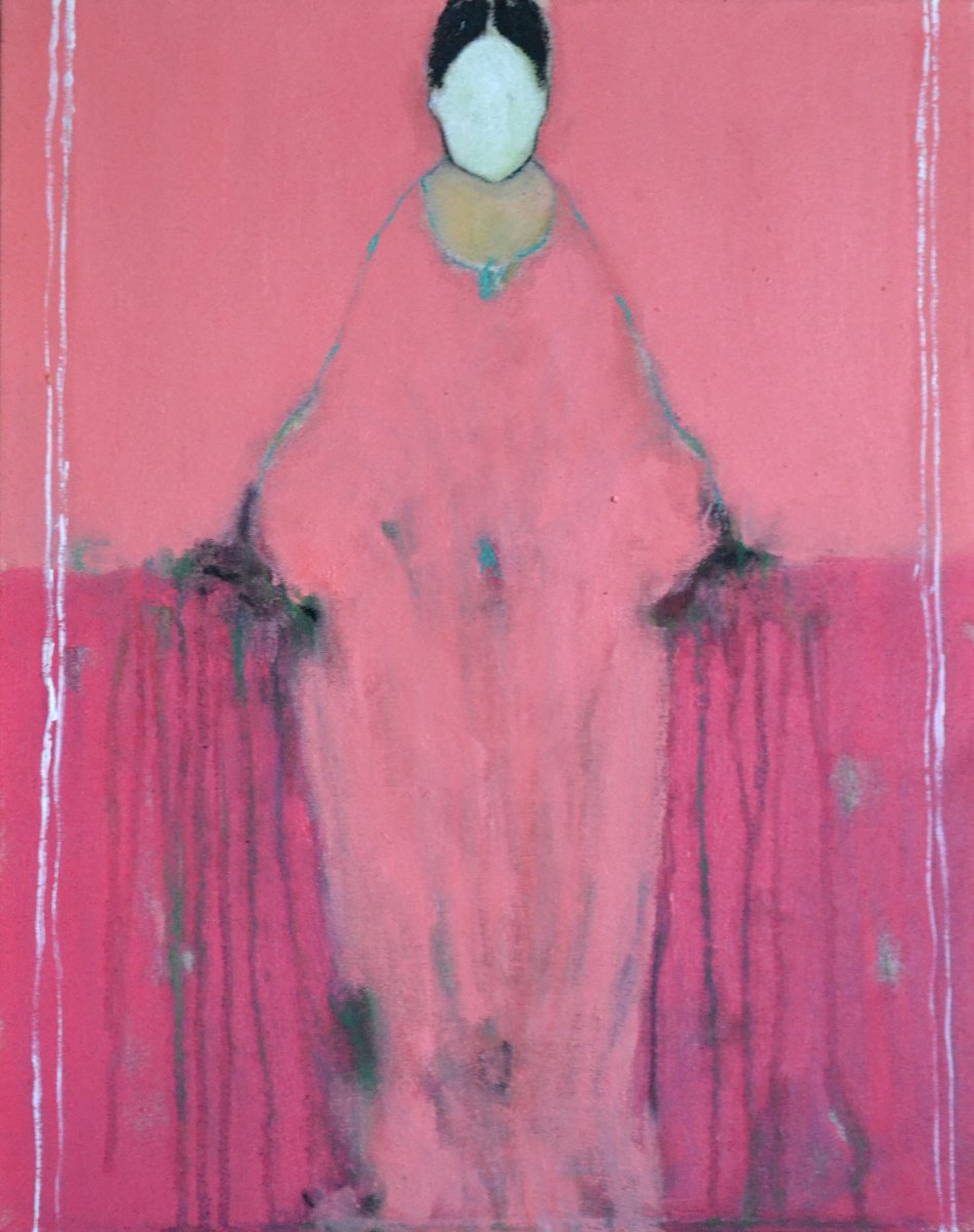 Abstract Portrait Painting By Gela Mikava, 16 X 20, The Alienation, Original Artwork