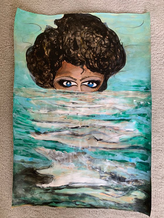 Floating on Water Acrylic Painting Realistic Water Artwork On Paper Home Decor Gift Ideas