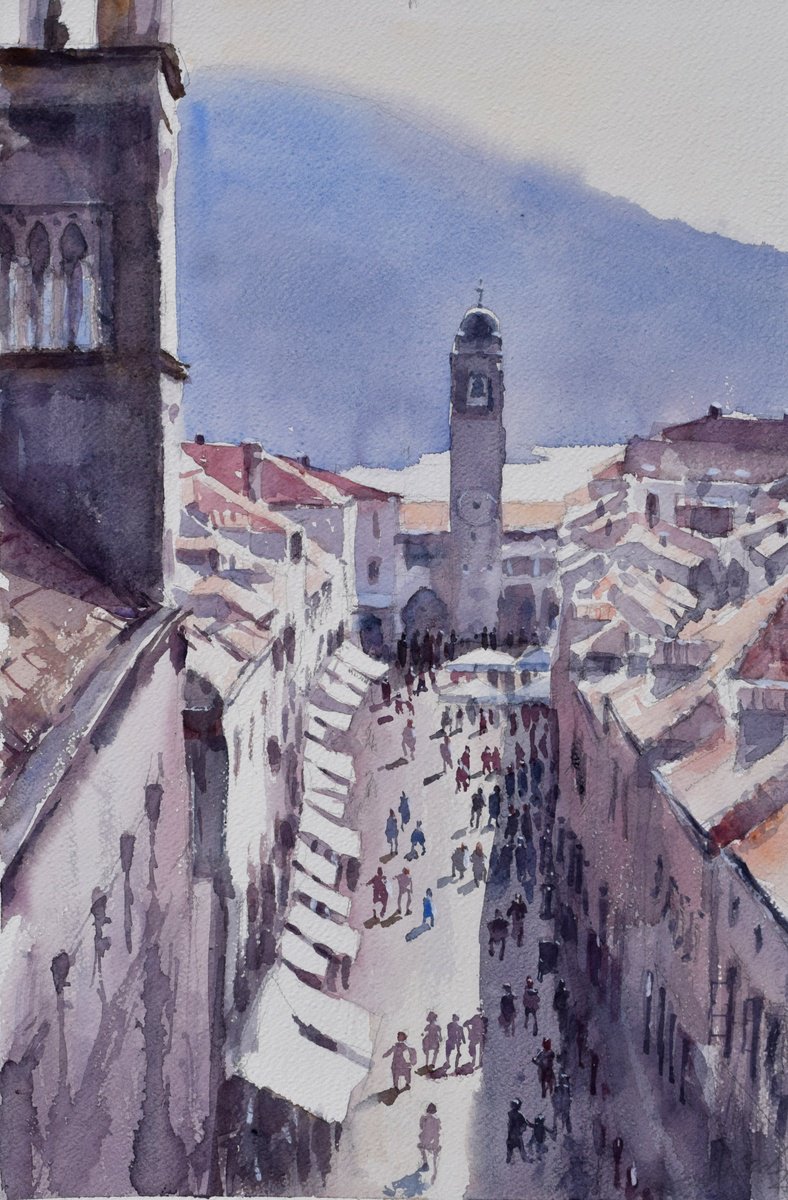 Dubrovnik almost at noon by Goran igoli? Watercolors