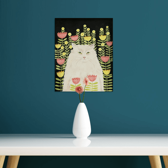 Persian cat in summer garden