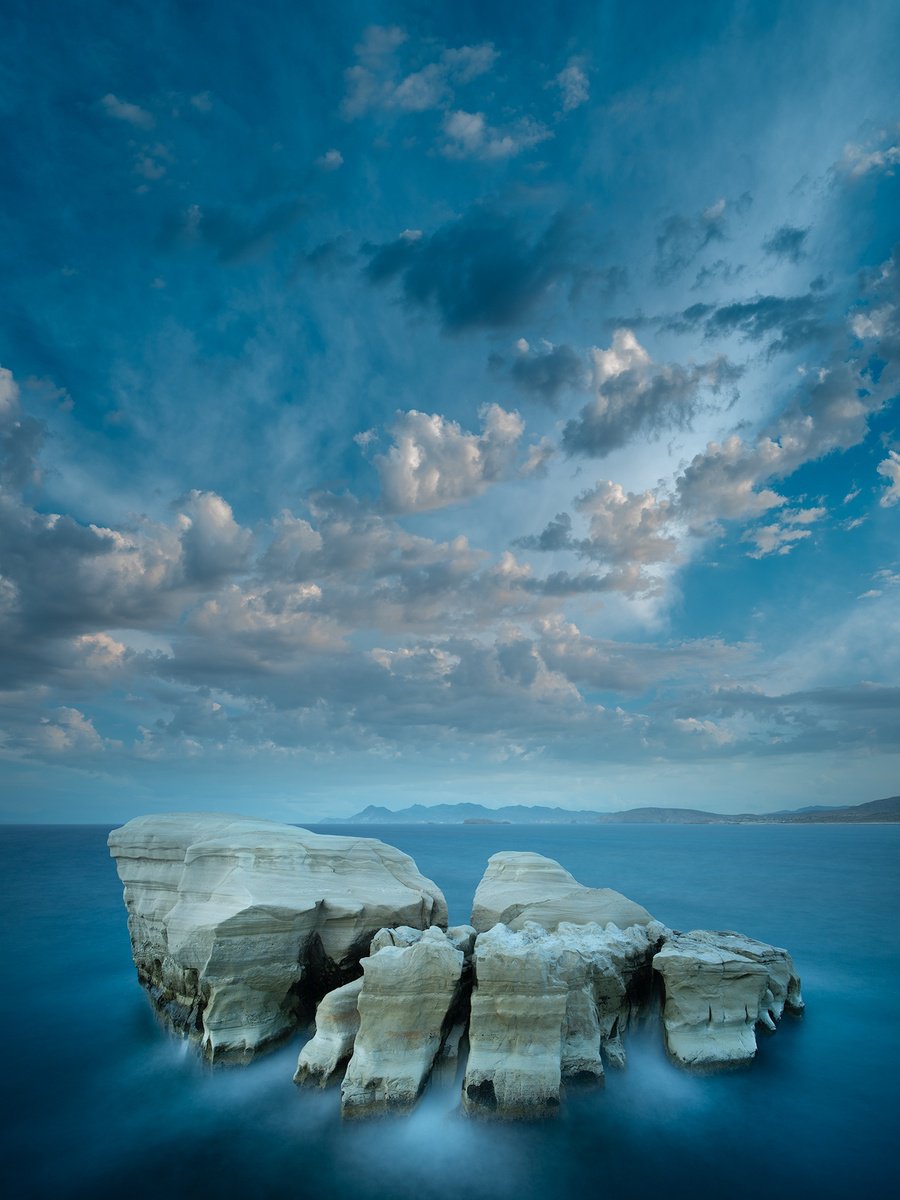 Photorealistic Landscape Photograph By Nick Psomiadis, 35 X 47", Azure: Ionian Jewel, Original Artwork