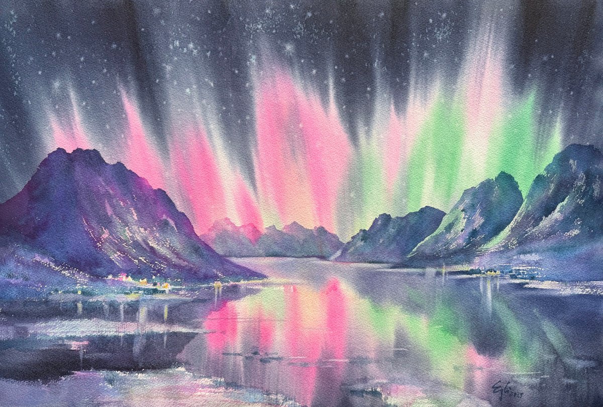 Photorealistic Watercolour , Night Magic By Egle Lipeikaite, 22 X 15, Artwork For Sale On Artfinder