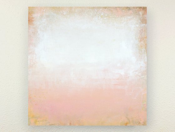 Pink Blush 220602, peach pink and white abstract color field.