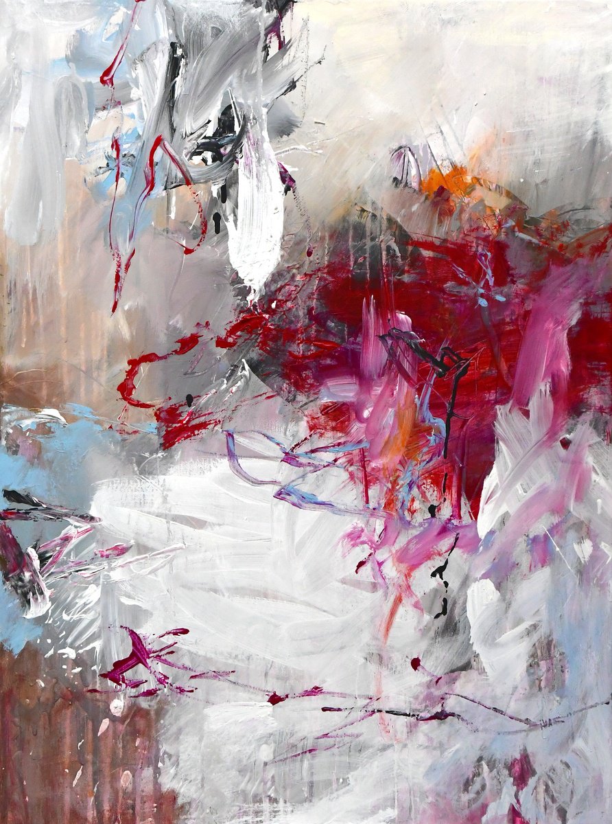 Abstract Acrylic Painting By Kirsten Handelmann, 24 X 31", Your Voice In My Head, Original Artwork