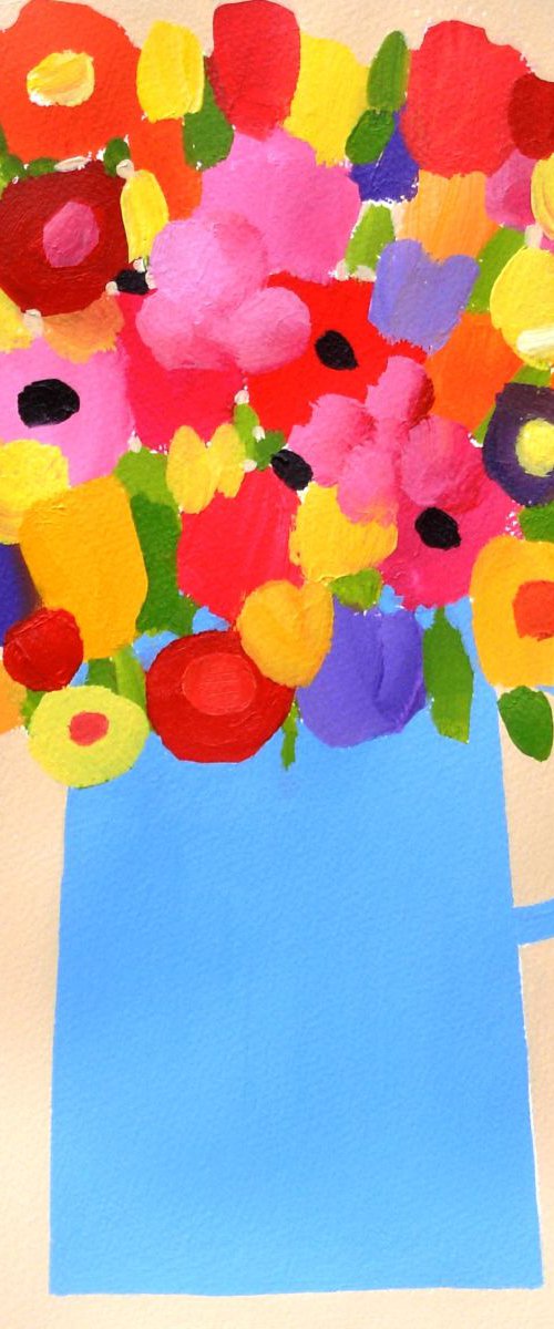 Summer Flowers in a Blue Jug by Jan Rippingham