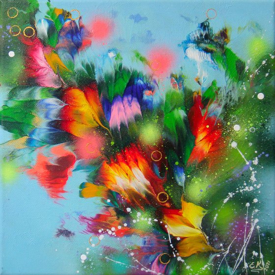 FLOWERS-4 /40 x 40 cm - (16 x 16”) Floral Abstract Painting