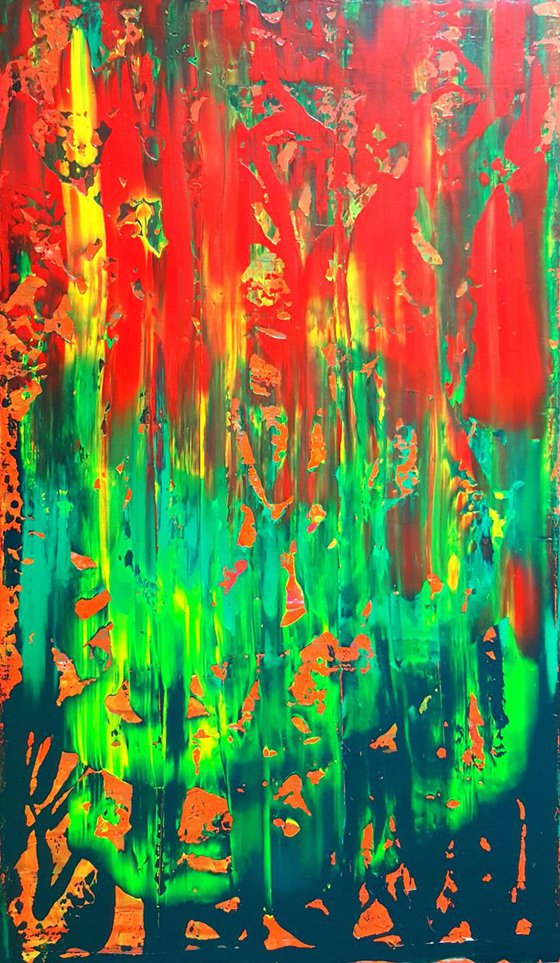 Samba - large green and red abstract