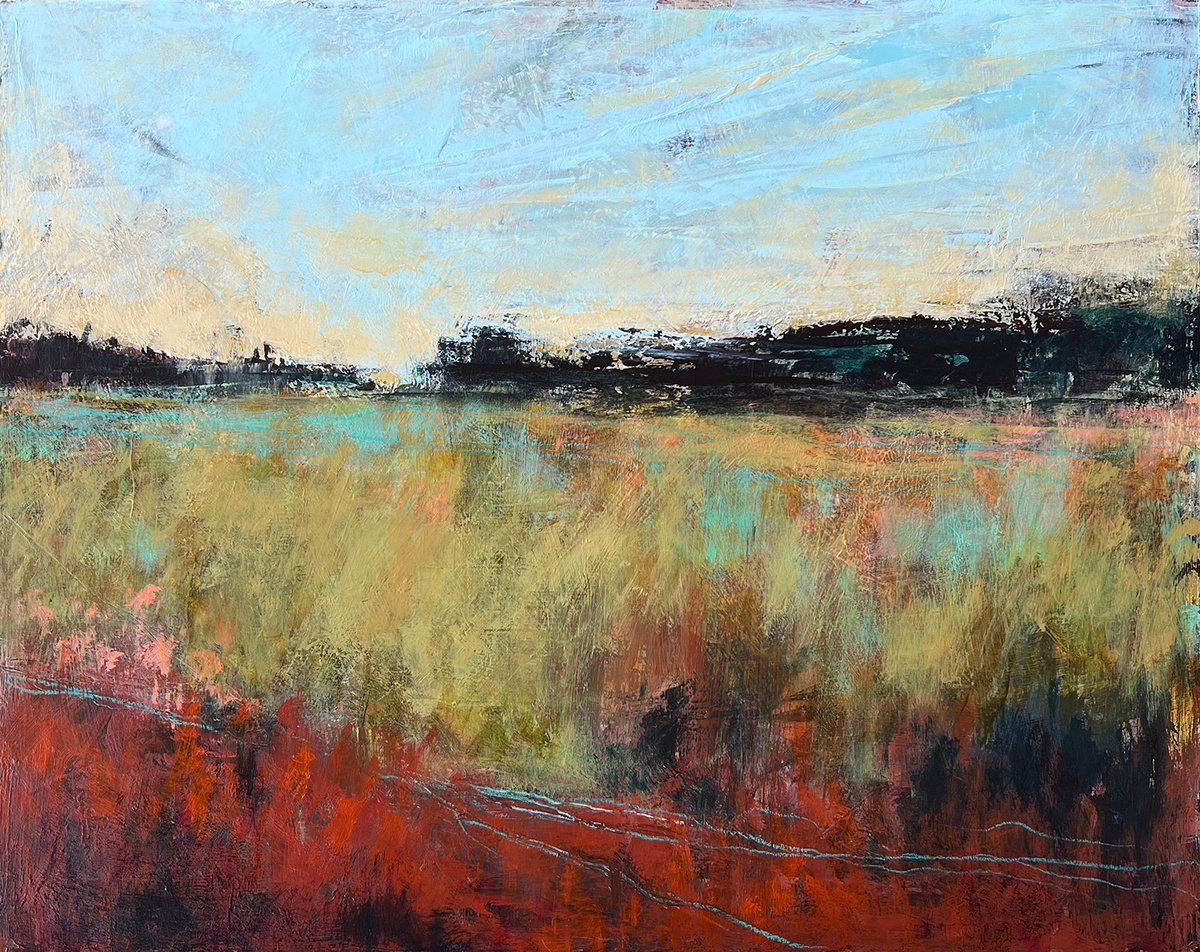 Organic Landscape Acrylic Painting By Melinda Macdonald, 20 X 16", Towards The Light, Original Artwork