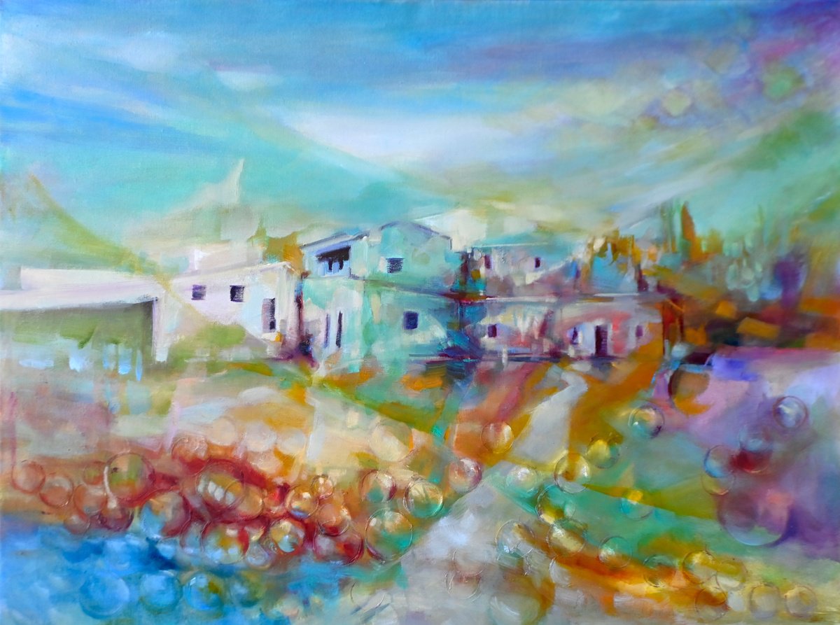 Impressionistic Landscape Oil Painting By Isabel Tapias, 31 X 24, Countyerpoint, Original Artwork