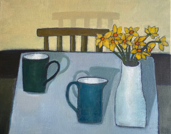 Still Life With Carafe and Daffodils