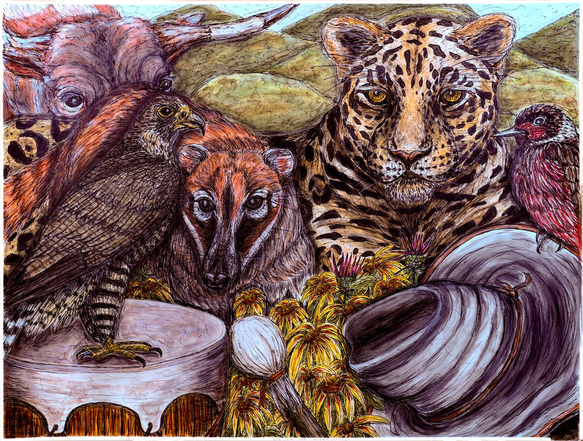 Impressionistic Animal Watercolour By Kim Jones Miller, 24 X 18", We Are All Endangered, Original Artwork