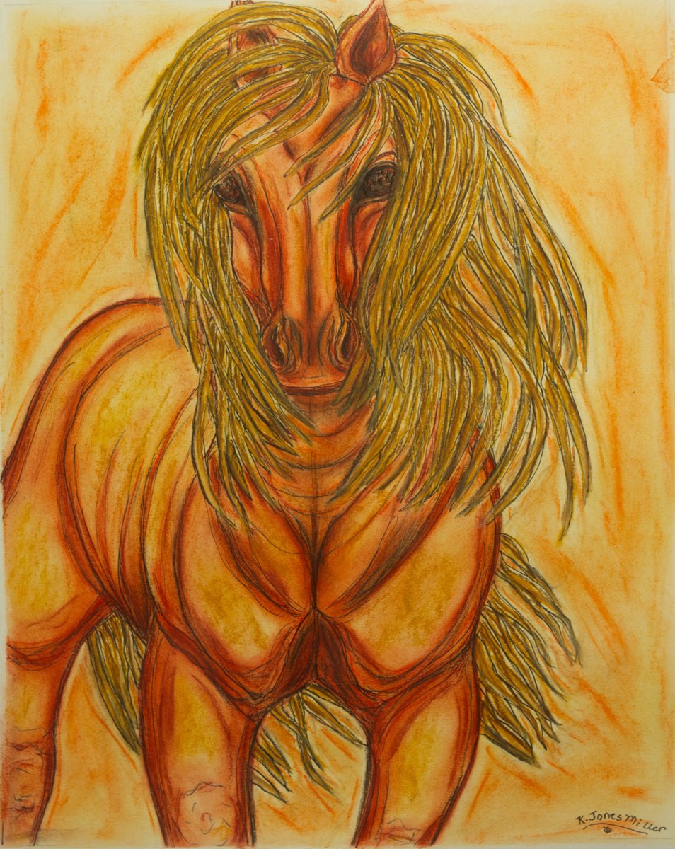 Impressionistic Animal Ink Drawing By Kim Jones Miller, 16 X 20", Take A Stand, Original Artwork