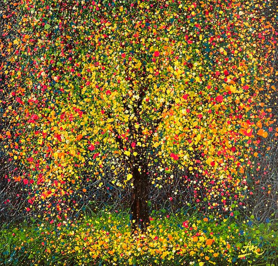 Golden Mosaic - Ready to Hang