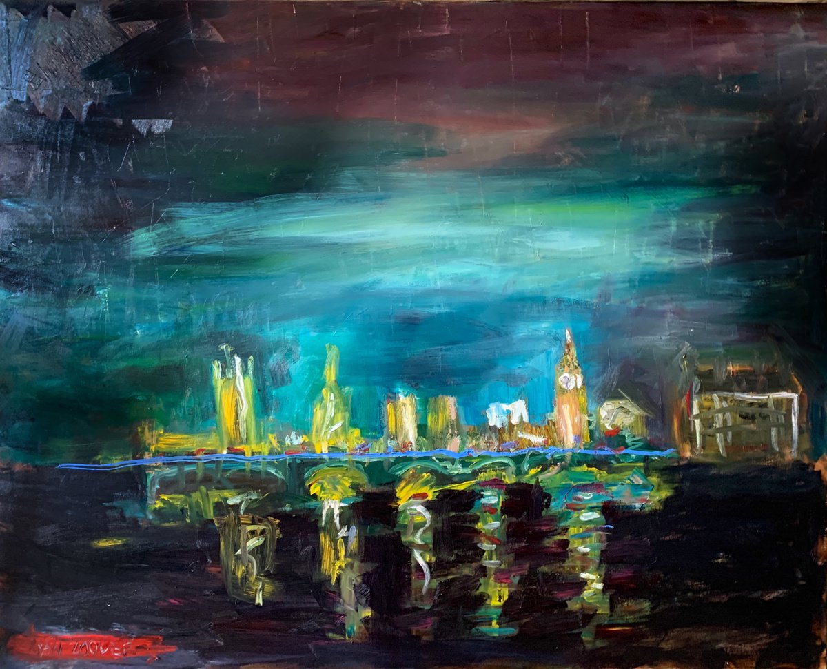 Impressionistic Cityscapes Oil Painting By Ryan Louder, 60 X 48", Westminster, Original Artwork